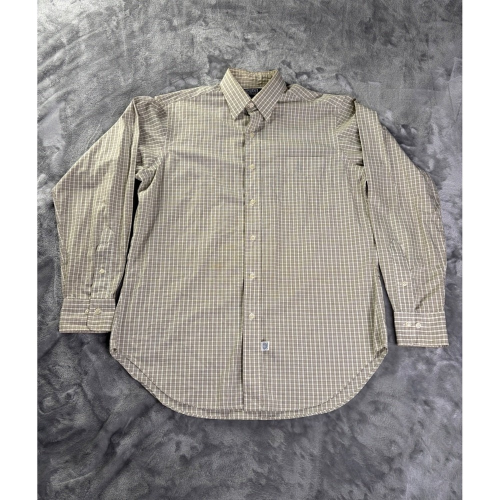 Polo By Ralph Lauren Andrew Dress Shirt Mens 15.5 34/35 Plaid Long Sleeve 100